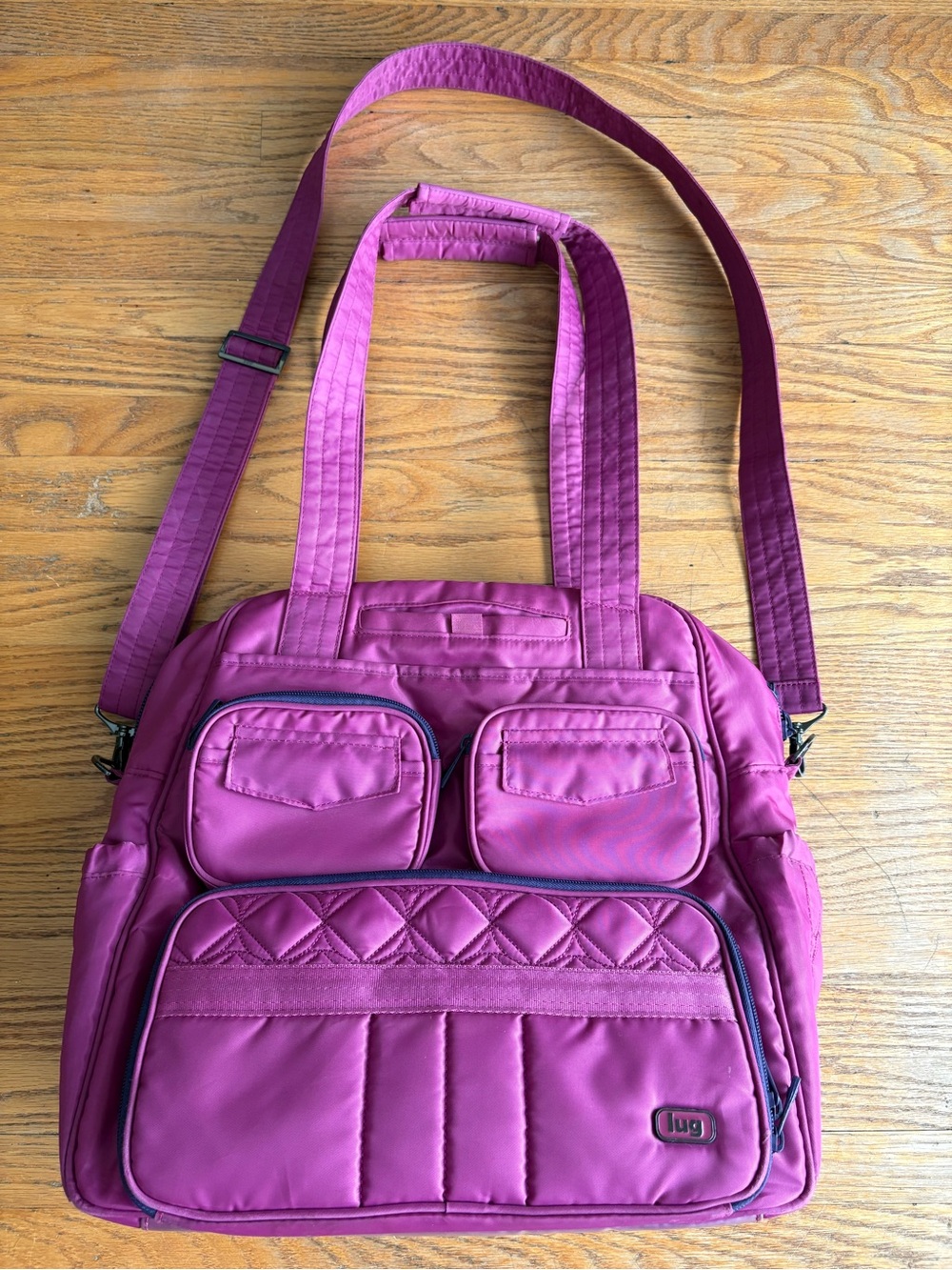 Vibrant Pink Lug Puddle Jumper Large Travel Tote EUC